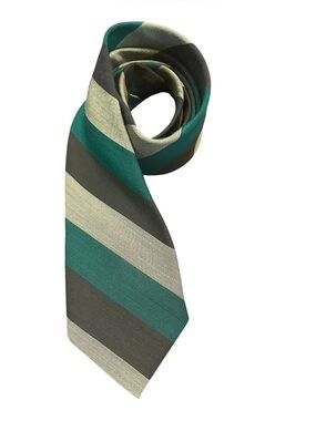 Beau Brummell Striped Teal, Gray & Cream Tie